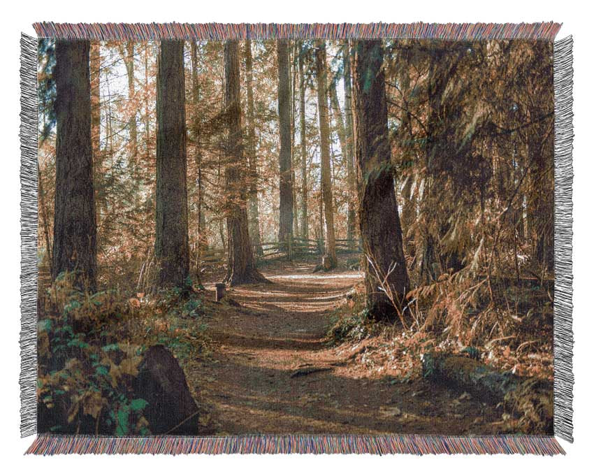 British woodland walk trale Woven Blanket