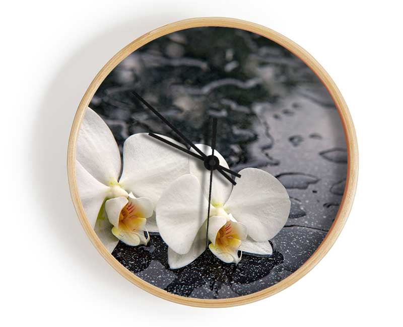 Orchid heads in water Clock - Wallart-Direct UK