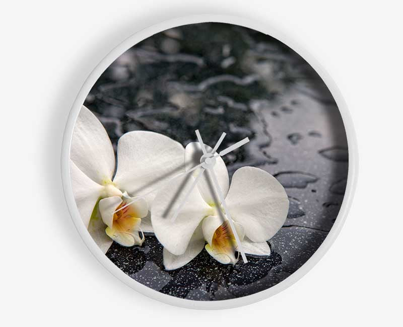 Orchid heads in water Clock - Wallart-Direct UK