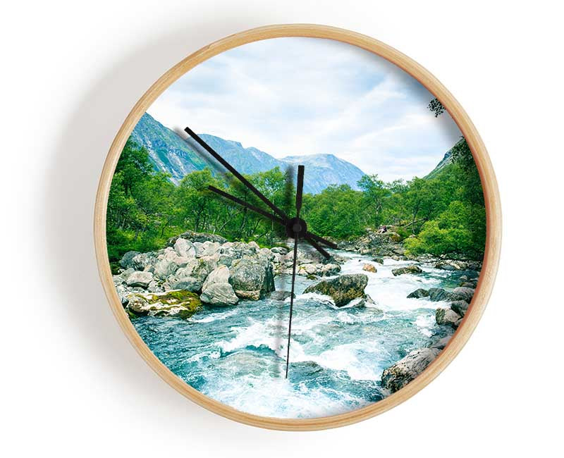 Stunning rapids of water forest Clock - Wallart-Direct UK