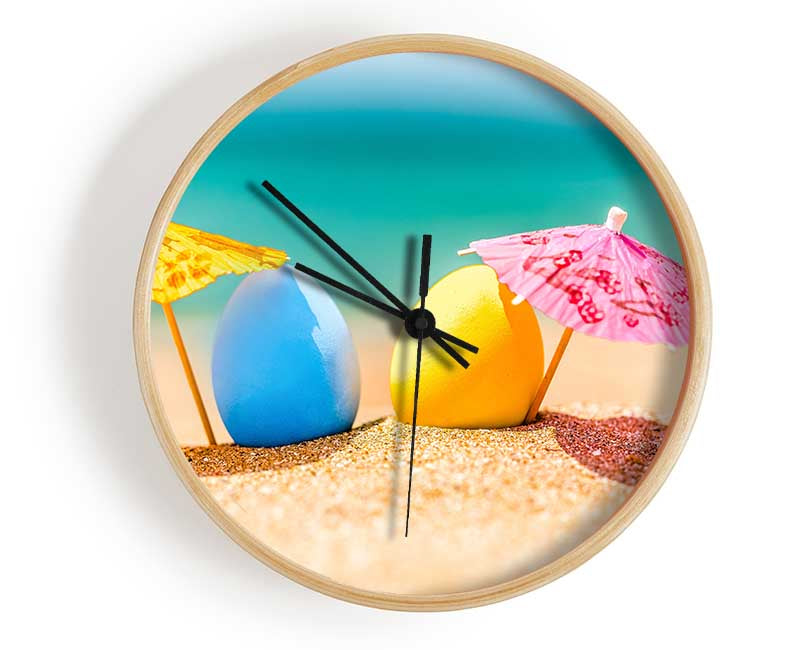 Blue and yellow eggs sunning Clock - Wallart-Direct UK