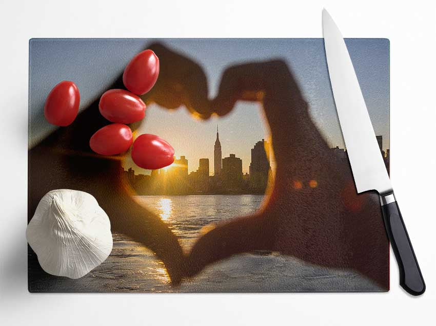 Love hands city Glass Chopping Board