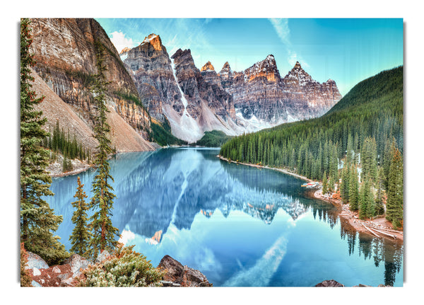 Canadian mountains with clear blue waters