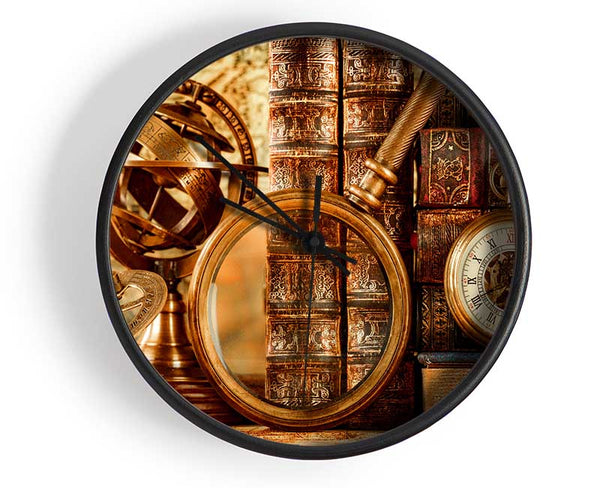 Magnifying vintage objects Clock - Wallart-Direct UK