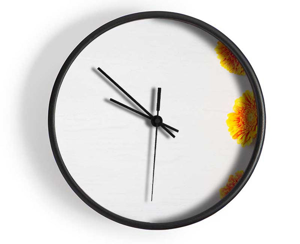 Orange Gerberas laid out Clock - Wallart-Direct UK