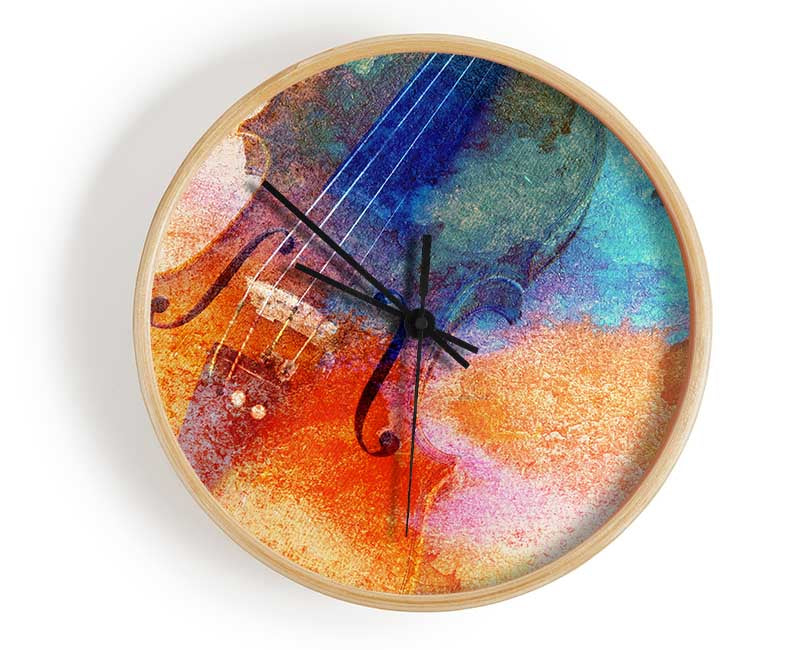 Water colour splash violin Clock - Wallart-Direct UK