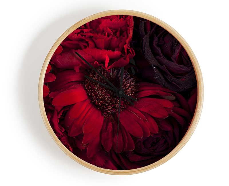 Red dying flowers Clock - Wallart-Direct UK