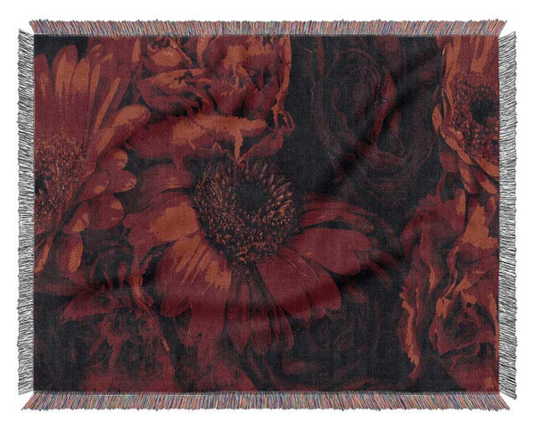 Red dying flowers Woven Blanket