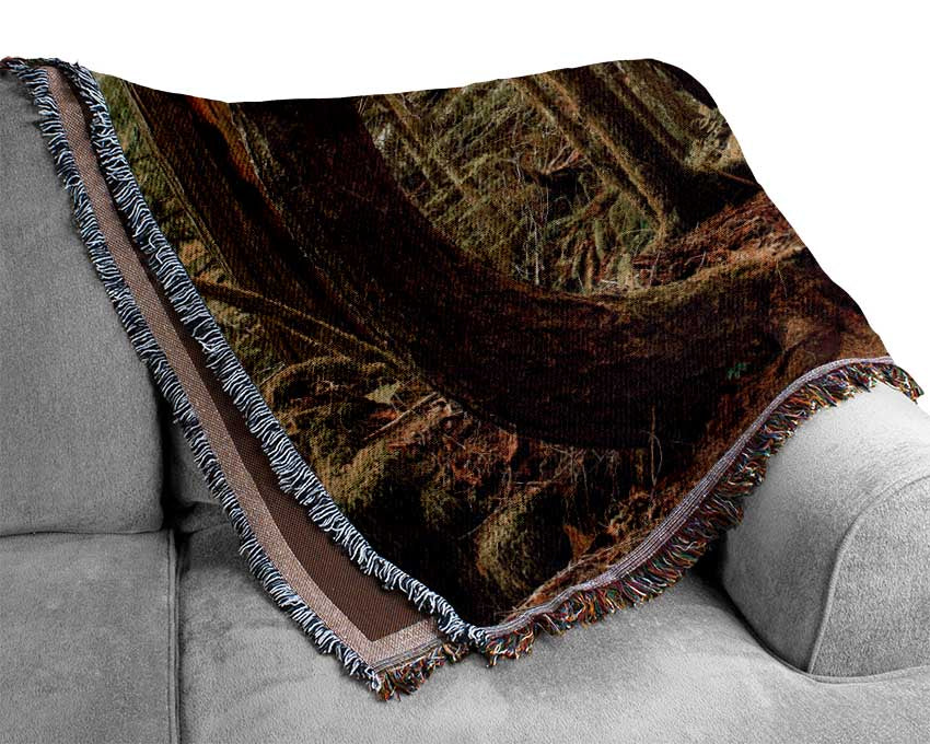 Green up hill forest walk Woven Blanket