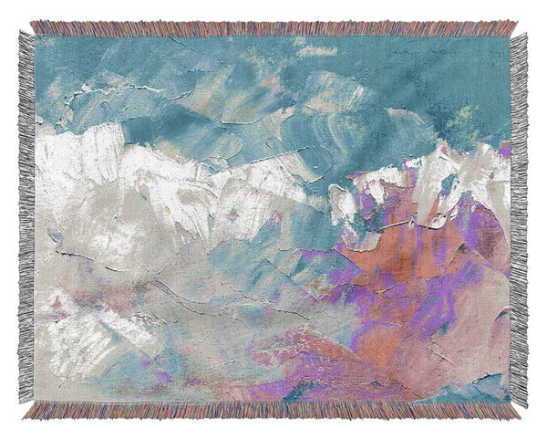 Pink and blue paint strokes Woven Blanket