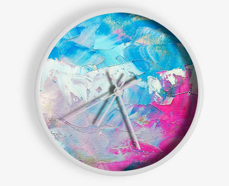 Pink and blue paint strokes Clock - Wallart-Direct UK