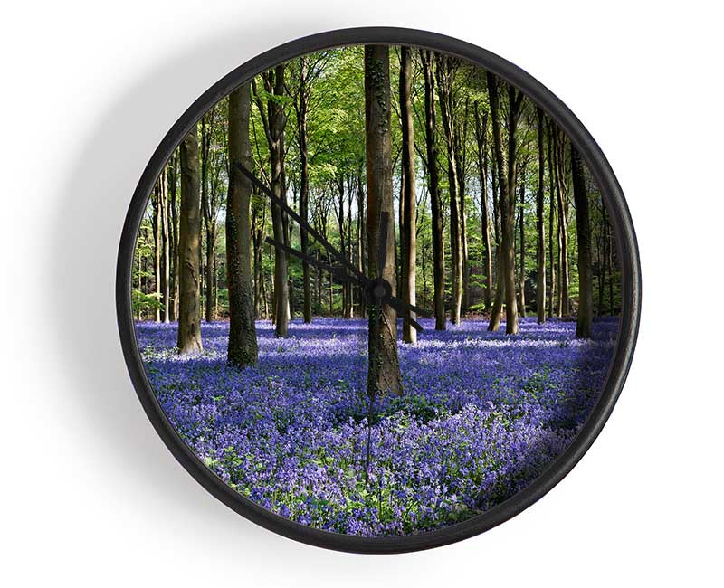 Beautiful purple flowers in the woods Clock - Wallart-Direct UK