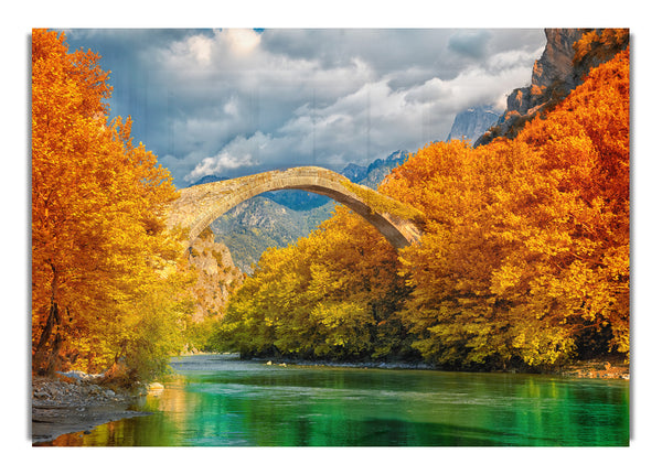 bridge over the autumn lake