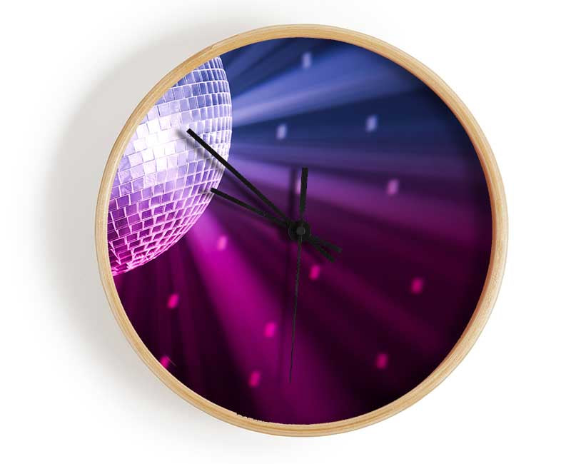 Disco ball blue and pink Clock - Wallart-Direct UK