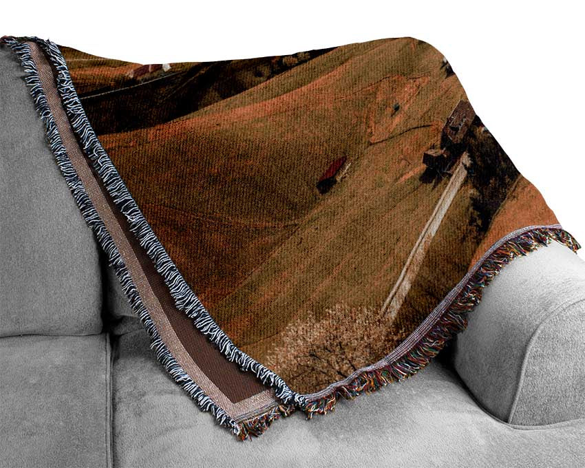 The village in the valley Woven Blanket