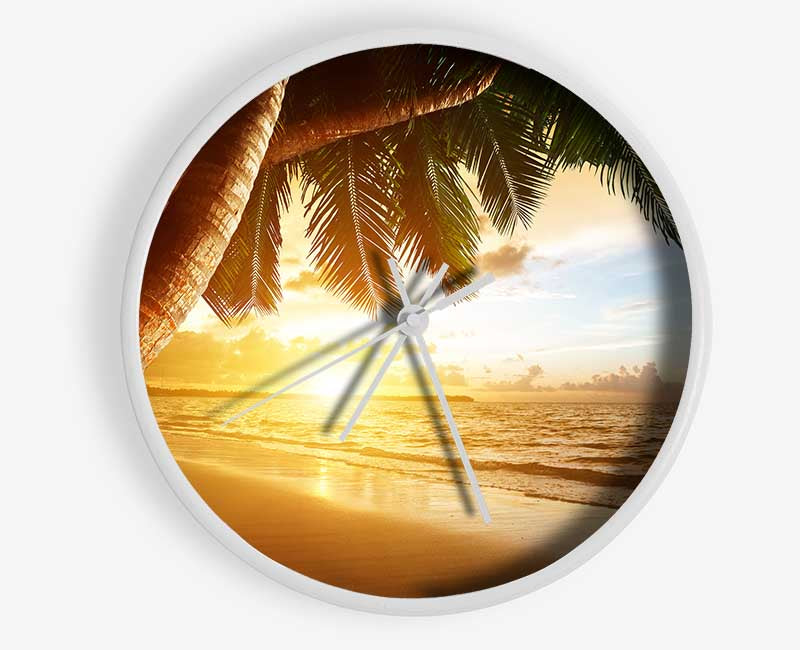 Low sunset at the beach Clock - Wallart-Direct UK