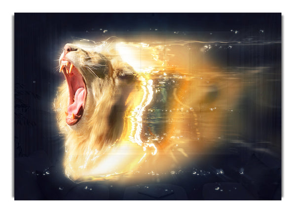 Lion roaring light