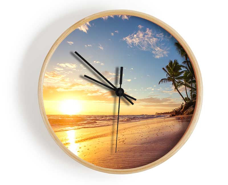 Sunset on the beach sand Clock - Wallart-Direct UK