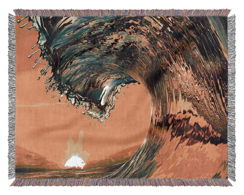 Detailed waves highly exposed Woven Blanket