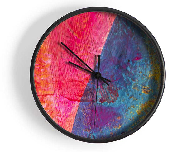 Rough Reds texture Clock - Wallart-Direct UK