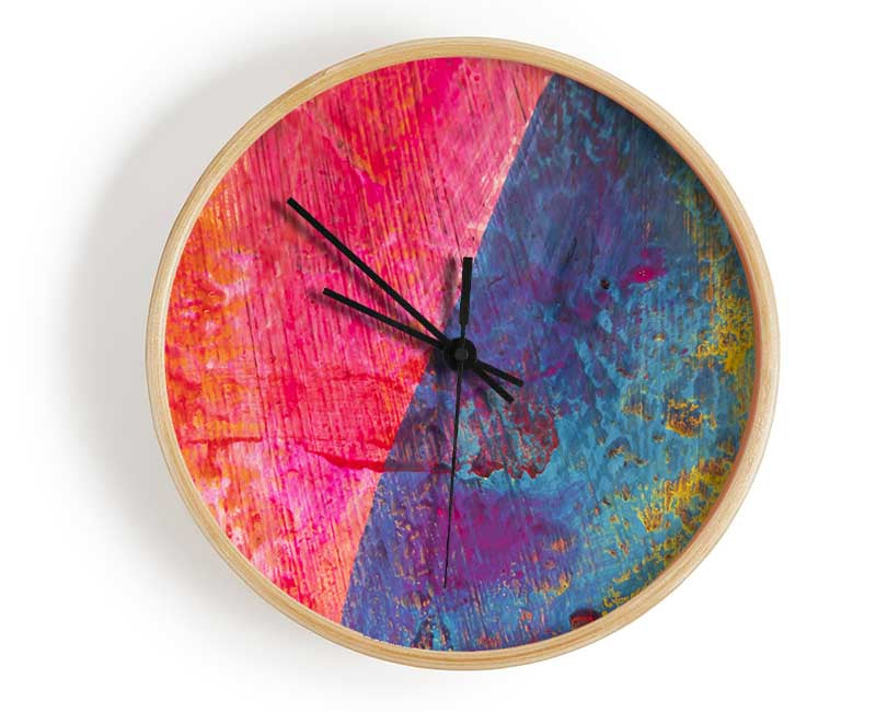 Rough Reds texture Clock - Wallart-Direct UK