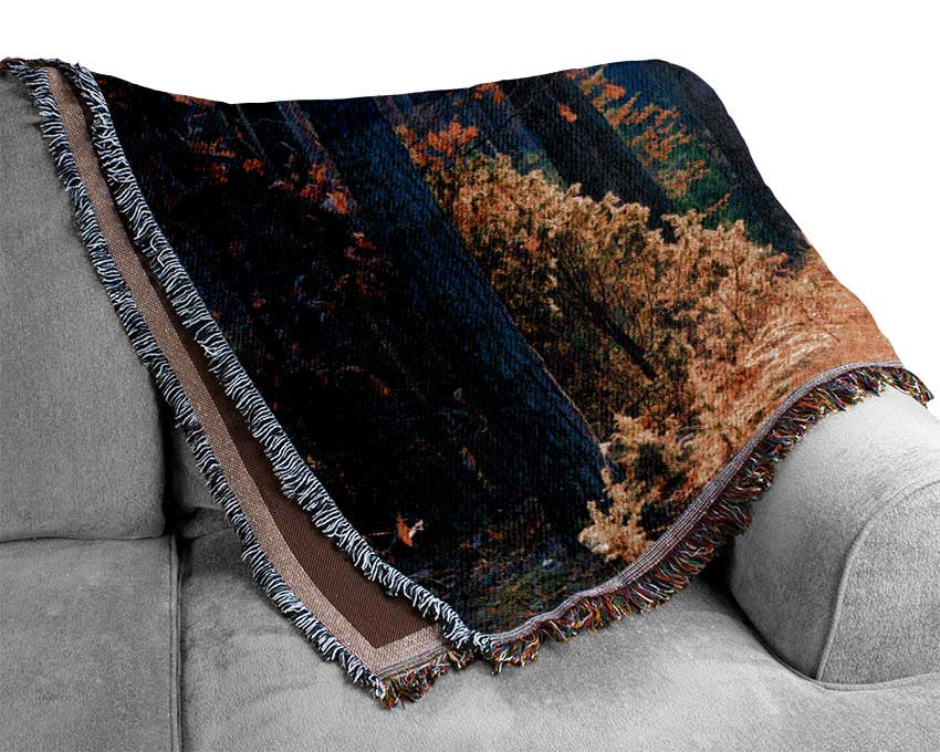 Forest of tall trees Woven Blanket