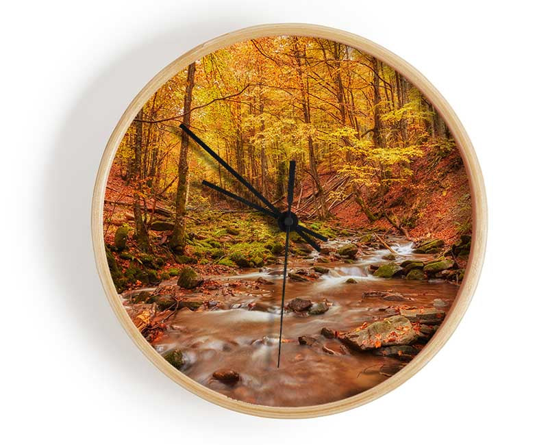 Soft trickling water through the trees Clock - Wallart-Direct UK