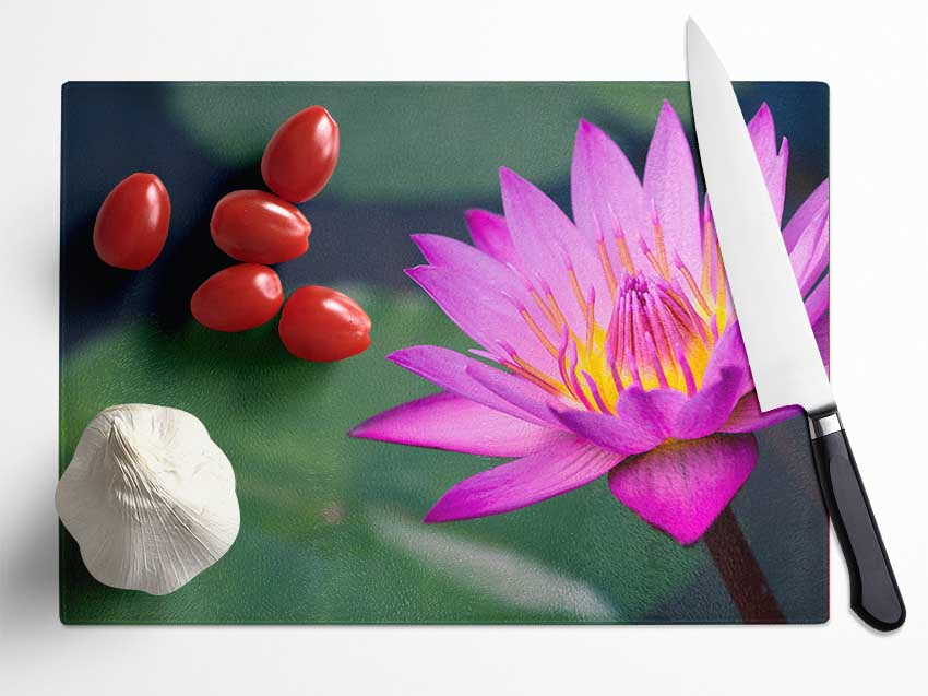 Lotus flower up close pink Glass Chopping Board