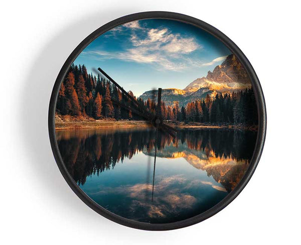 Lago Antorno clear waters Clock - Wallart-Direct UK