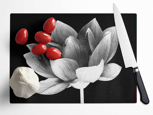 Black and white flower beauty Glass Chopping Board