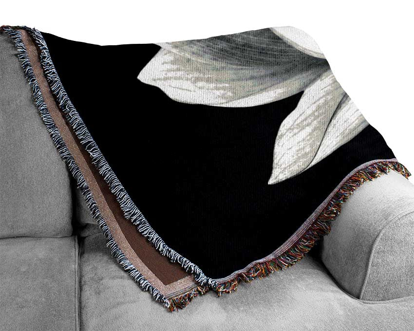 Black and white flower beauty Woven Blanket