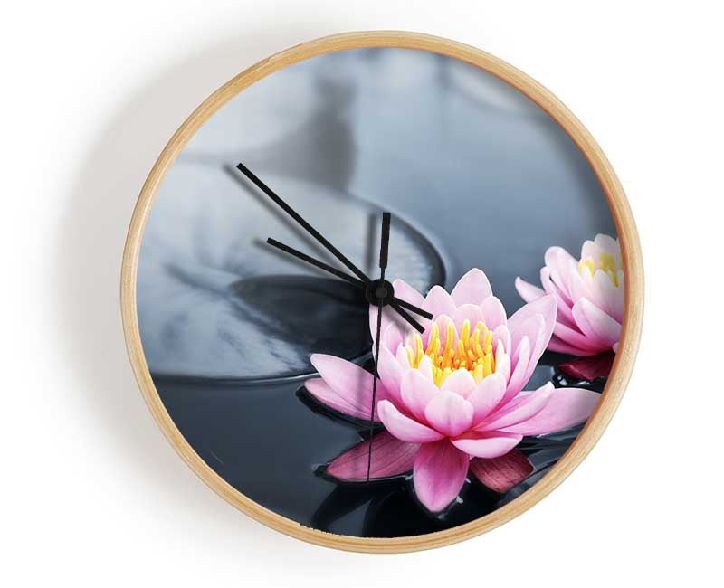 Flowers on the water floating Clock - Wallart-Direct UK