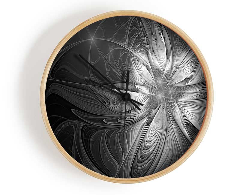 Swirled up black and white lines Clock - Wallart-Direct UK