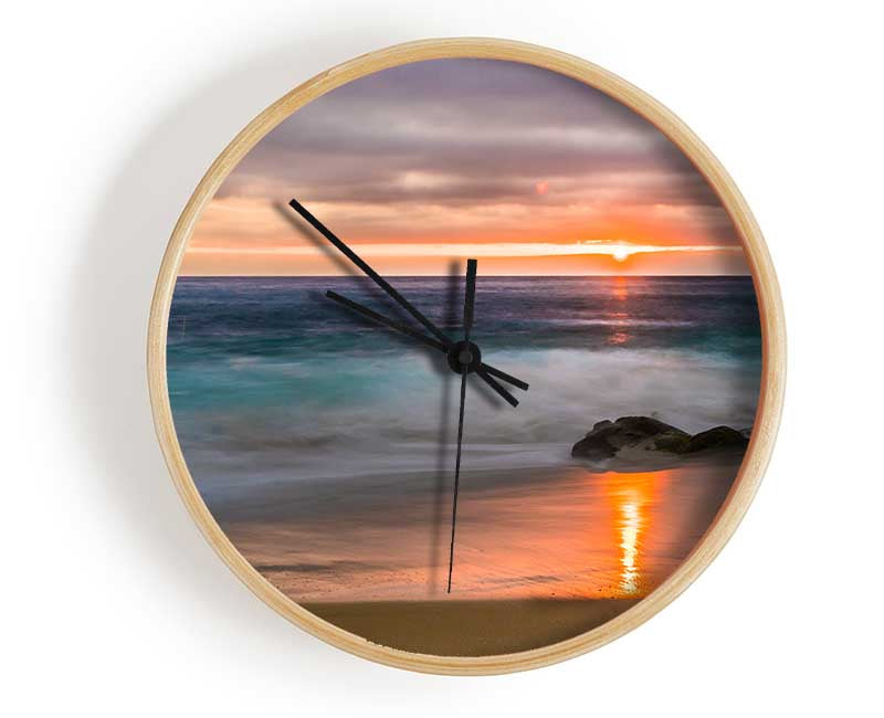 Washed up to the beach sunset Clock - Wallart-Direct UK