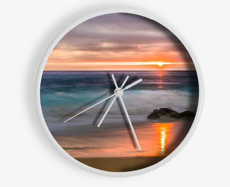 Washed up to the beach sunset Clock - Wallart-Direct UK