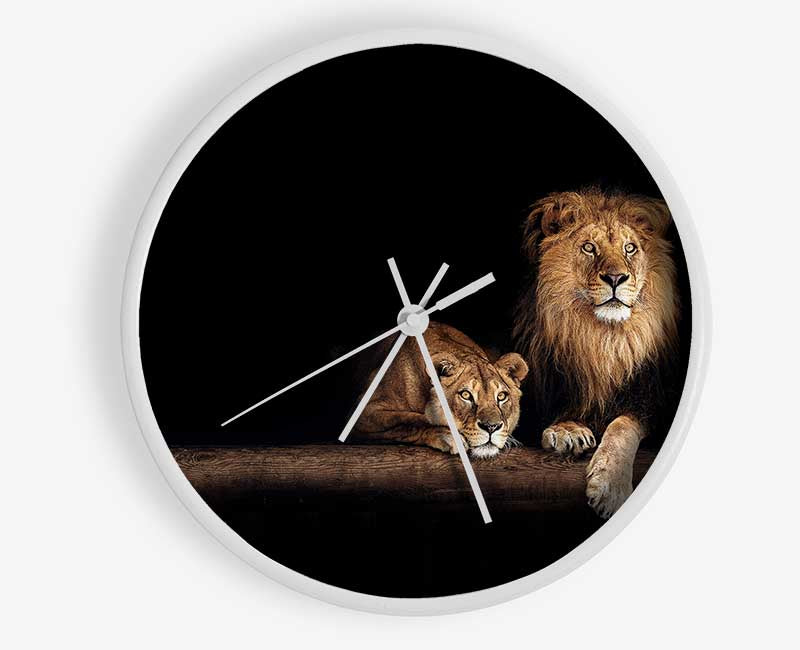 Lions resting in the dark Clock - Wallart-Direct UK