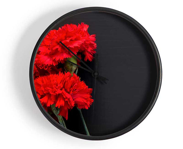 Red flowers dark background Clock - Wallart-Direct UK