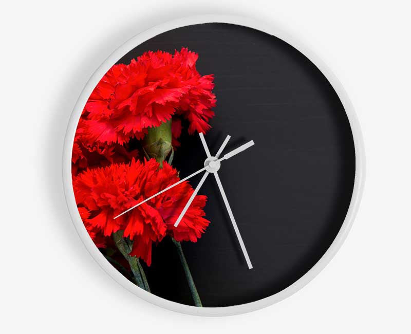 Red flowers dark background Clock - Wallart-Direct UK