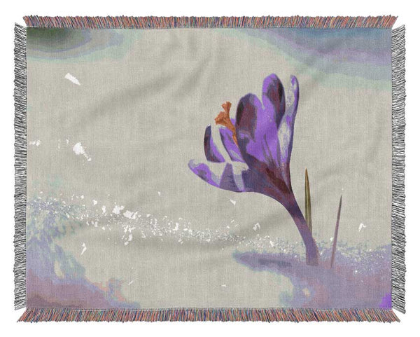 Purple Crocus flower Woven Blanket