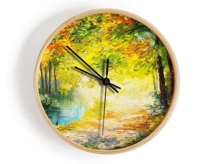 Hand painted woodland scene Clock - Wallart-Direct UK