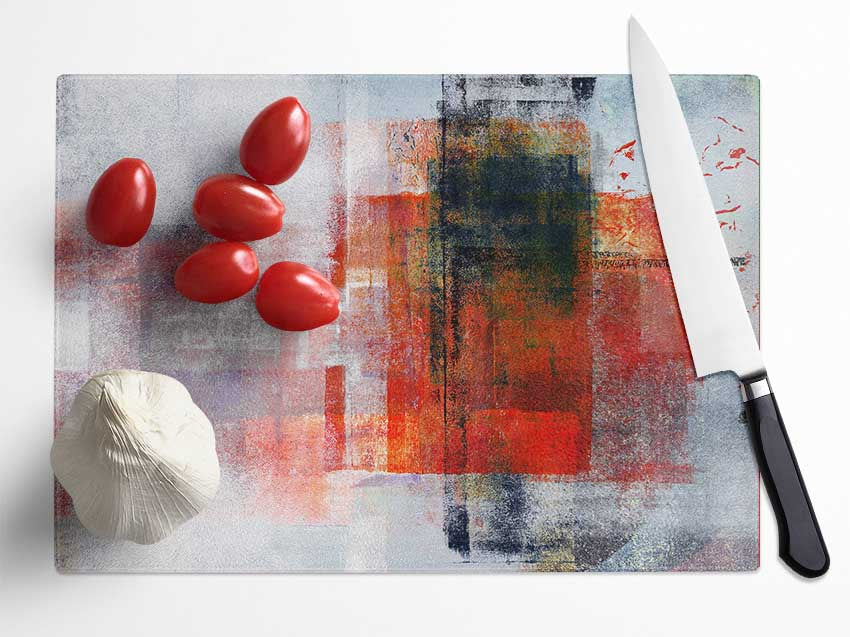 Abstract red square paint roller Glass Chopping Board