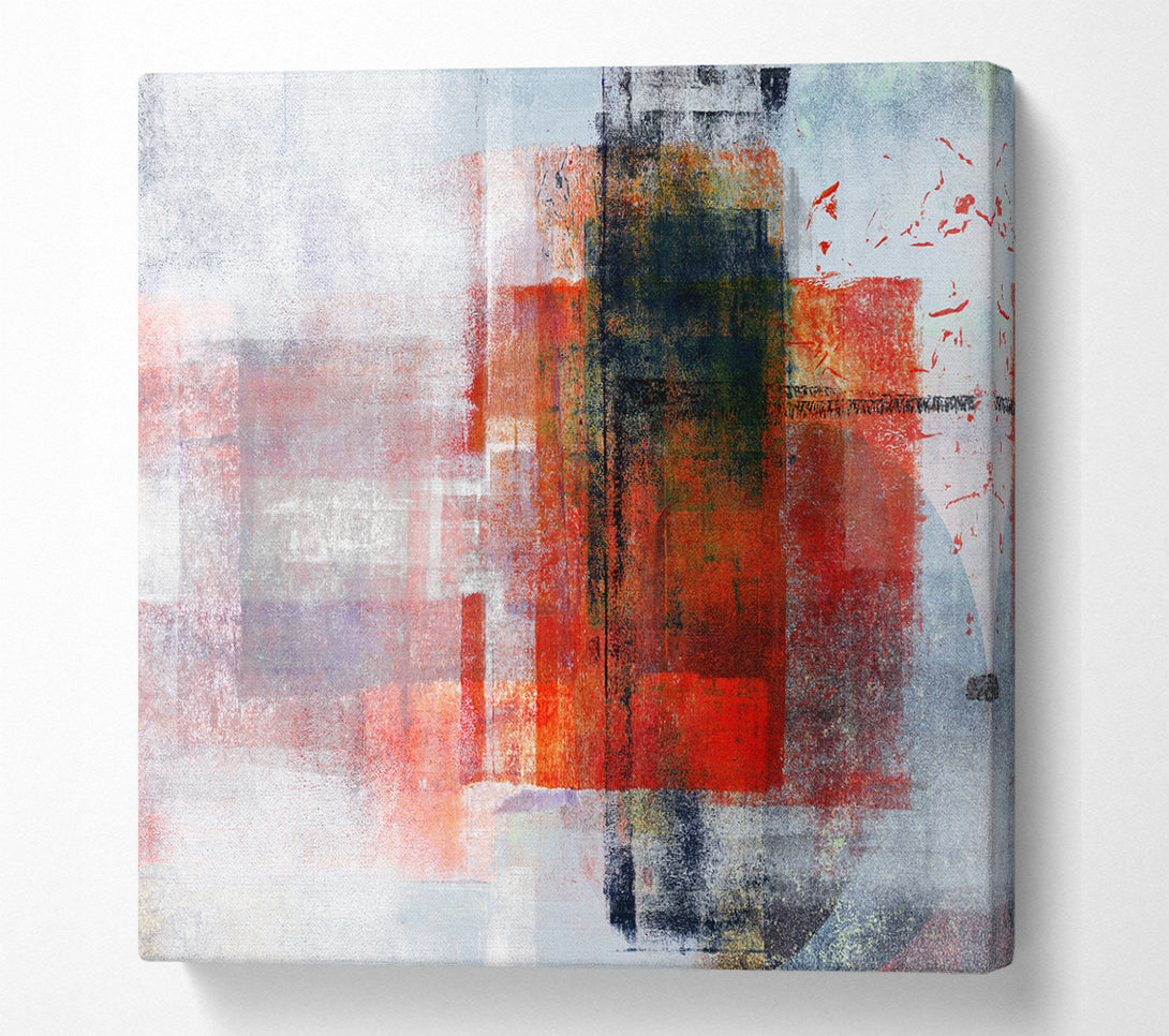 A Square Canvas Print Showing Abstract red square paint roller Square Wall Art