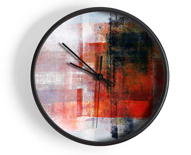 Abstract red square paint roller Clock - Wallart-Direct UK