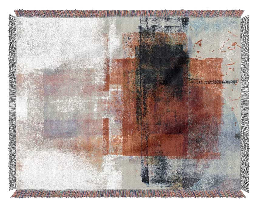 Abstract red square paint roller Woven Blanket