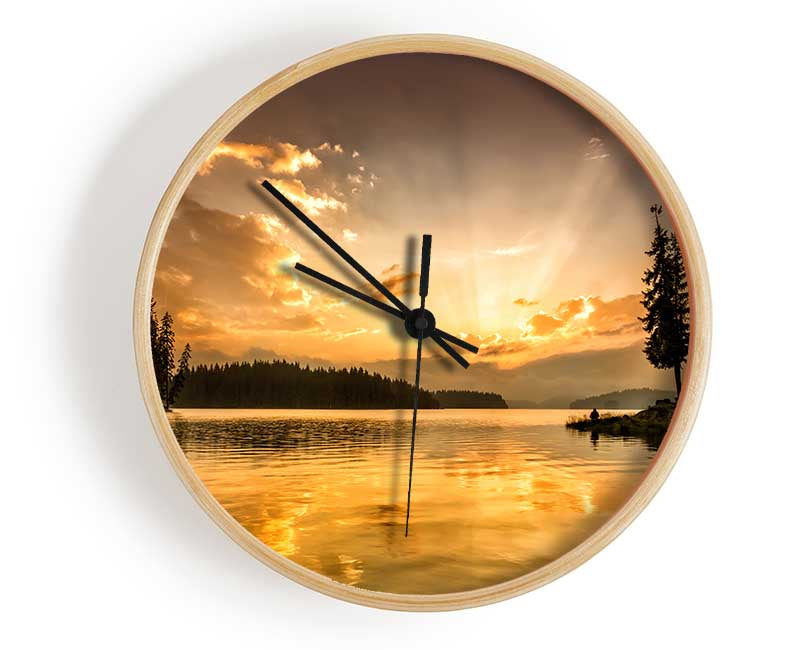 yellow skies woods Clock - Wallart-Direct UK