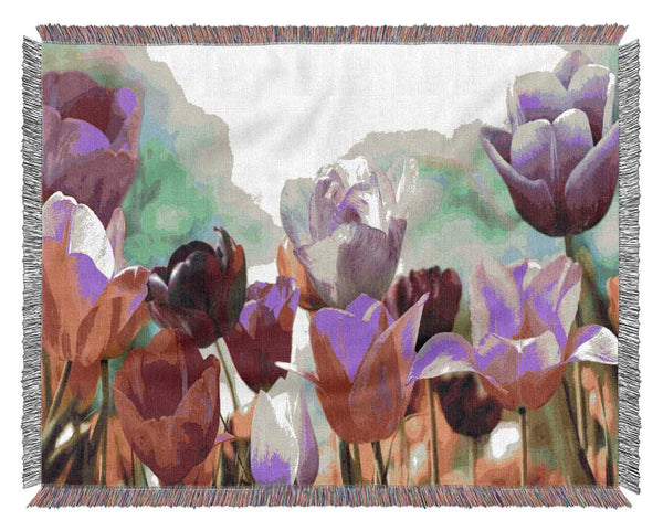 Multiple coloured tulips Woven Blanket