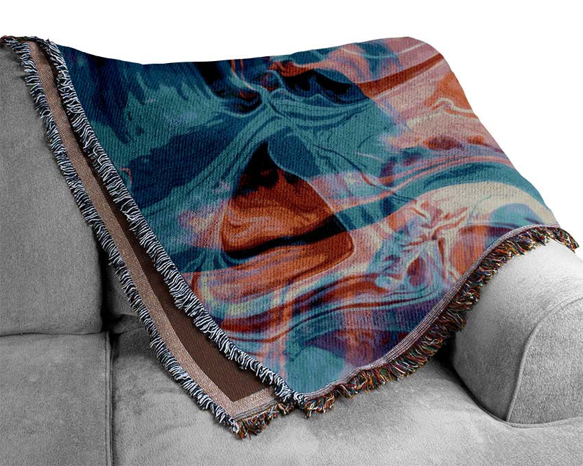 Red and blue waves of colours Woven Blanket