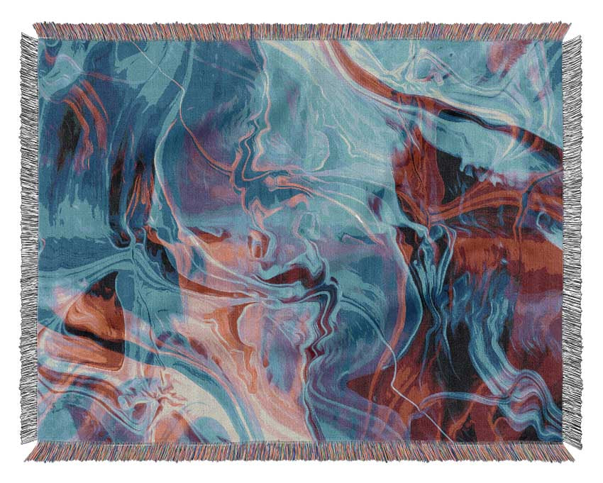 Red and blue waves of colours Woven Blanket