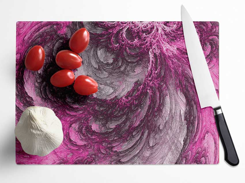 Pink distortion waves Glass Chopping Board