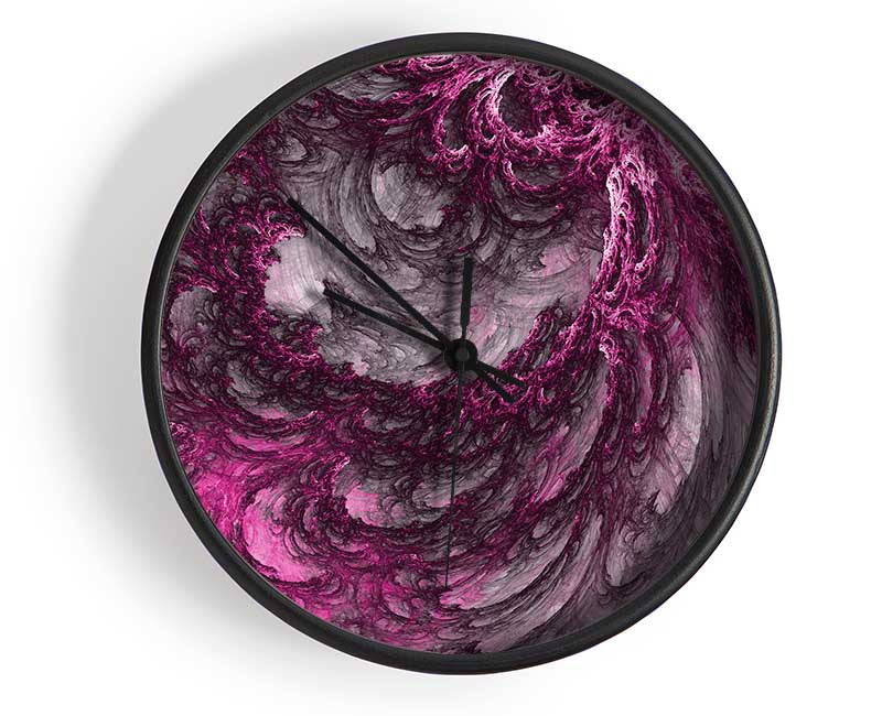 Pink distortion waves Clock - Wallart-Direct UK